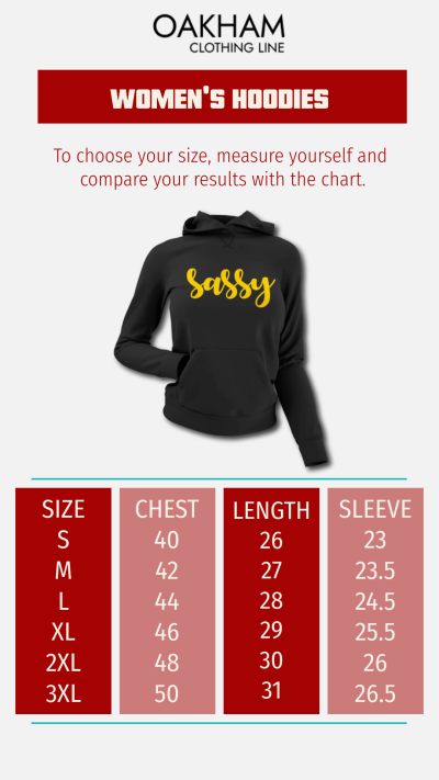 Women's Hoodies Size Chart